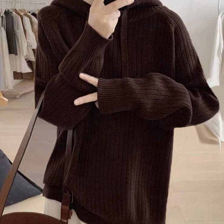 リブニットパーカーレディース韓国トップス | Miniministore | 詳細画像13 