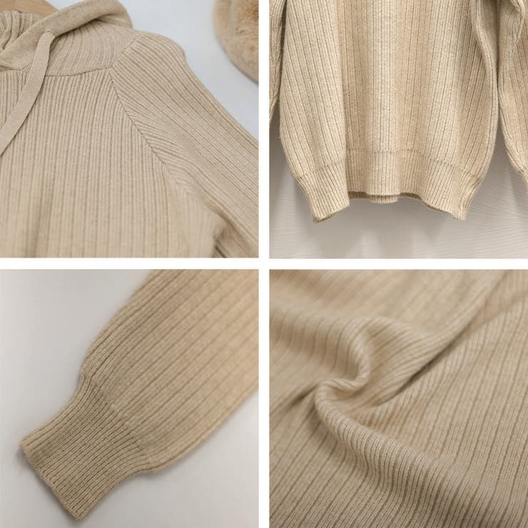 リブニットパーカーレディース韓国トップス | Miniministore | 詳細画像4 