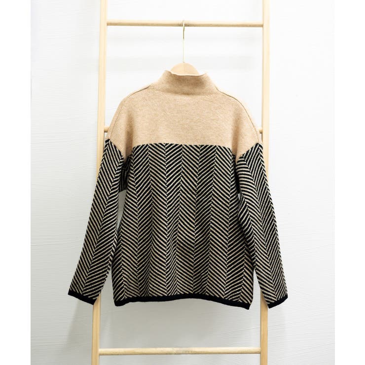 配色ニットトップス プチハイネック 秋冬 | Miniministore | 詳細画像15 