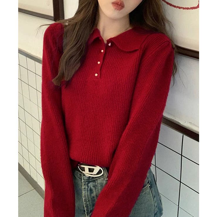 ポロカラーニットトップス ゴールドボタン | Miniministore | 詳細画像19 