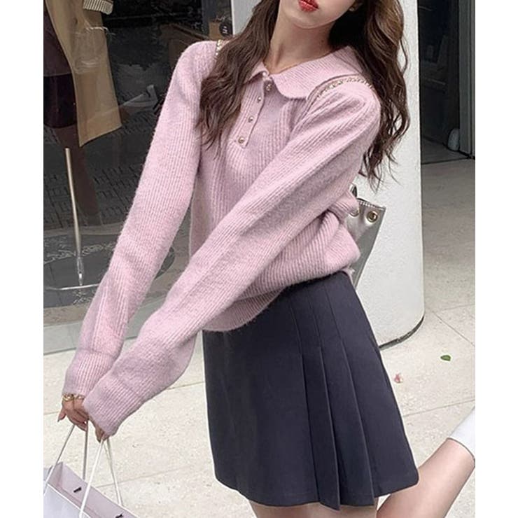 ポロカラーニットトップス ゴールドボタン | Miniministore | 詳細画像26 