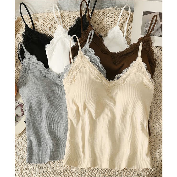 カップ付きキャミソールレーストリムキャミ | Miniministore | 詳細画像10 