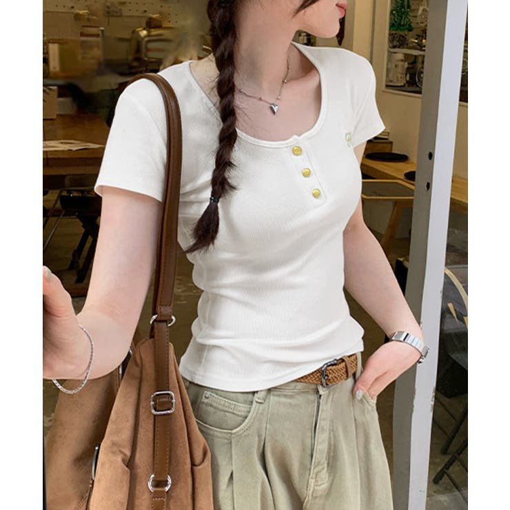 ヘンリーネック 半袖Tシャツワンポイント | Miniministore | 詳細画像13 