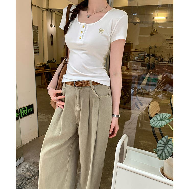 ヘンリーネック 半袖Tシャツワンポイント | Miniministore | 詳細画像15 