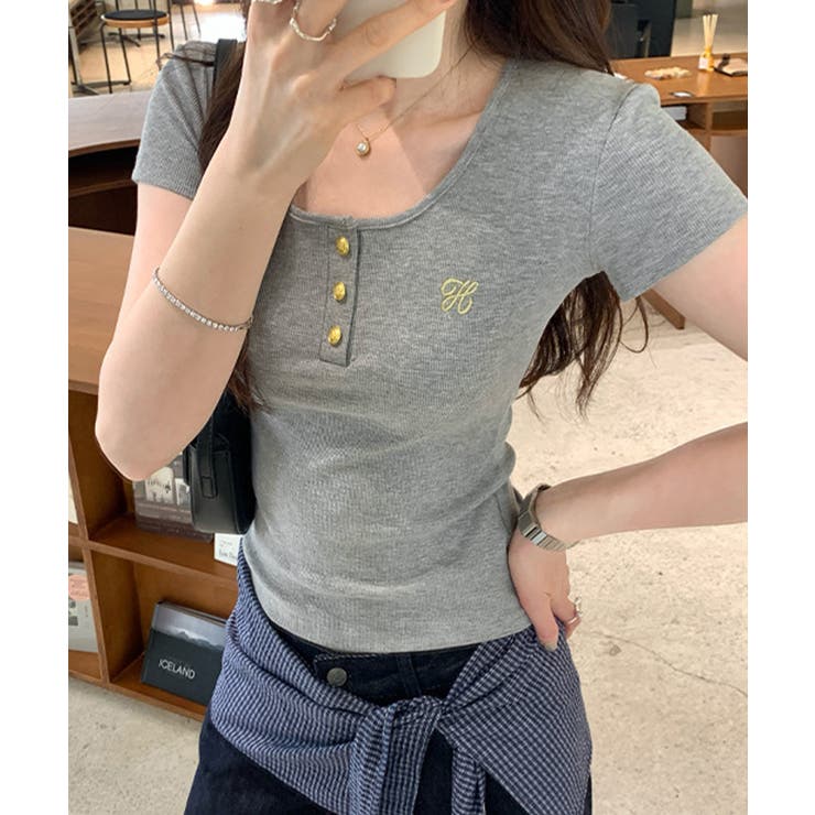 ヘンリーネック 半袖Tシャツワンポイント | Miniministore | 詳細画像16 