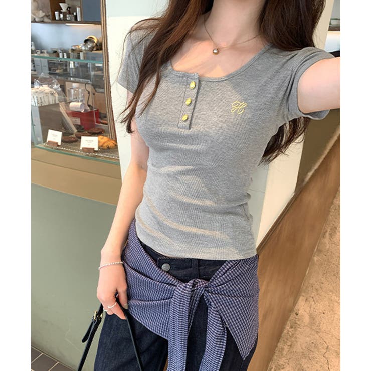 ヘンリーネック 半袖Tシャツワンポイント | Miniministore | 詳細画像18 