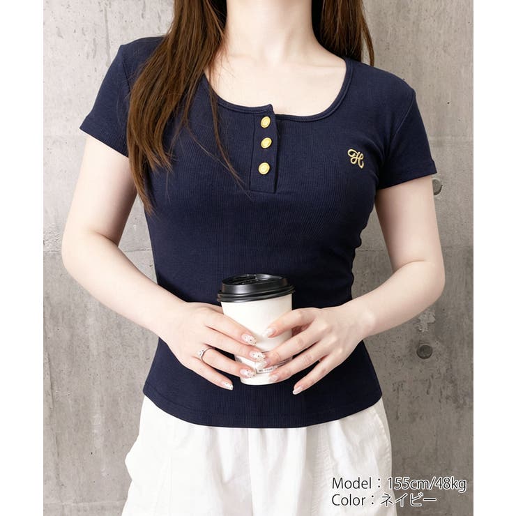 ヘンリーネック 半袖Tシャツワンポイント | Miniministore | 詳細画像20 
