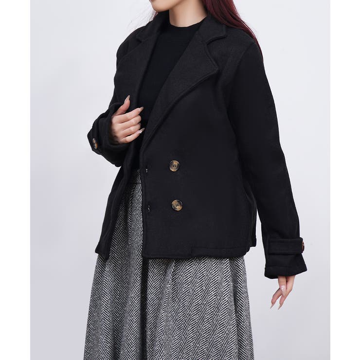 ウールタッチダブルブレストショートコート | Miniministore | 詳細画像10 