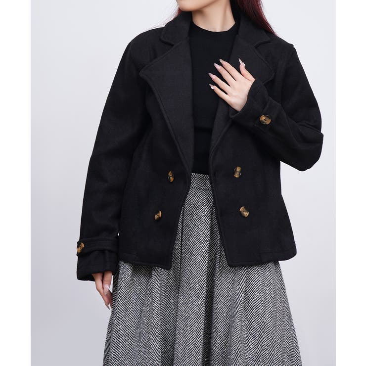 ウールタッチダブルブレストショートコート | Miniministore | 詳細画像12 