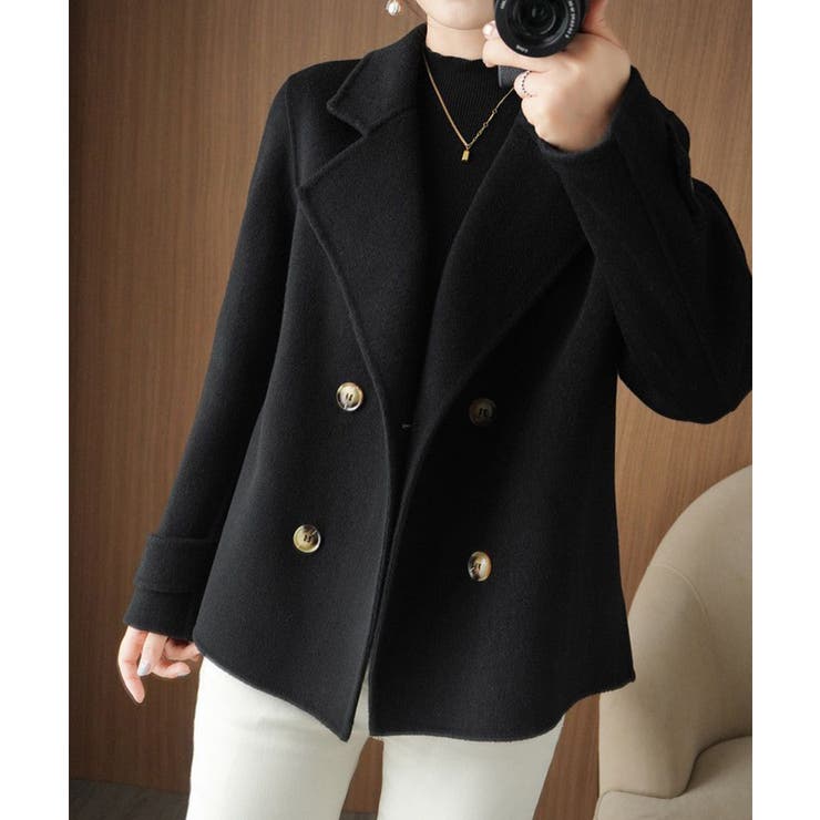 ウールタッチダブルブレストショートコート | Miniministore | 詳細画像2 