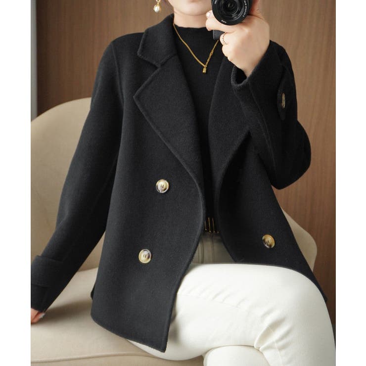 ウールタッチダブルブレストショートコート | Miniministore | 詳細画像3 