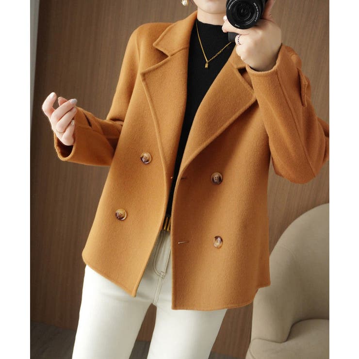 ウールタッチダブルブレストショートコート | Miniministore | 詳細画像8 