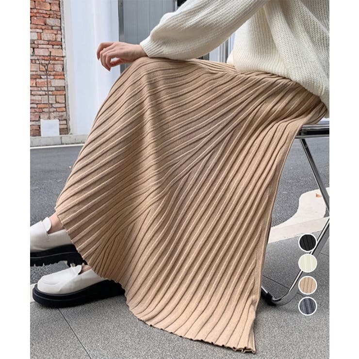 プリーツスカートフレアニットスカート秋冬 | Miniministore | 詳細画像1 