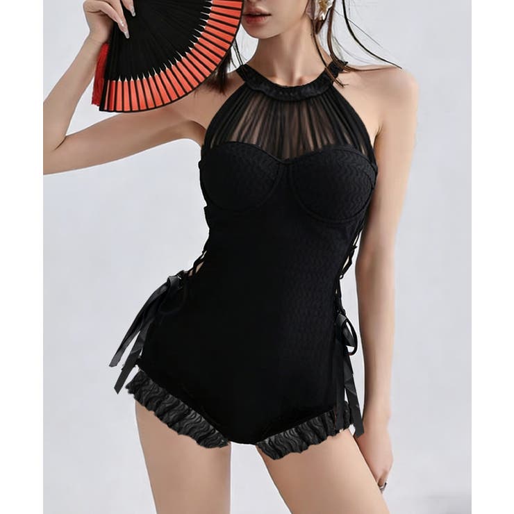 シースルーワンピース水着 ホルターネック | Miniministore | 詳細画像1 