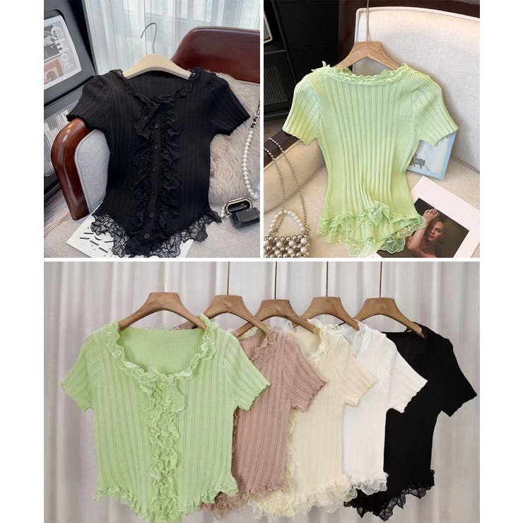 【再入荷】レースフリル  ミニ トップス ワンピース レースフリルカラーミニOP｜evelyn（エブリン）公式通販サイト