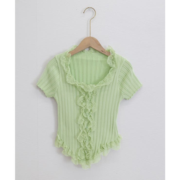 レースフリルニットトップスショート丈夏服 | Miniministore | 詳細画像25 