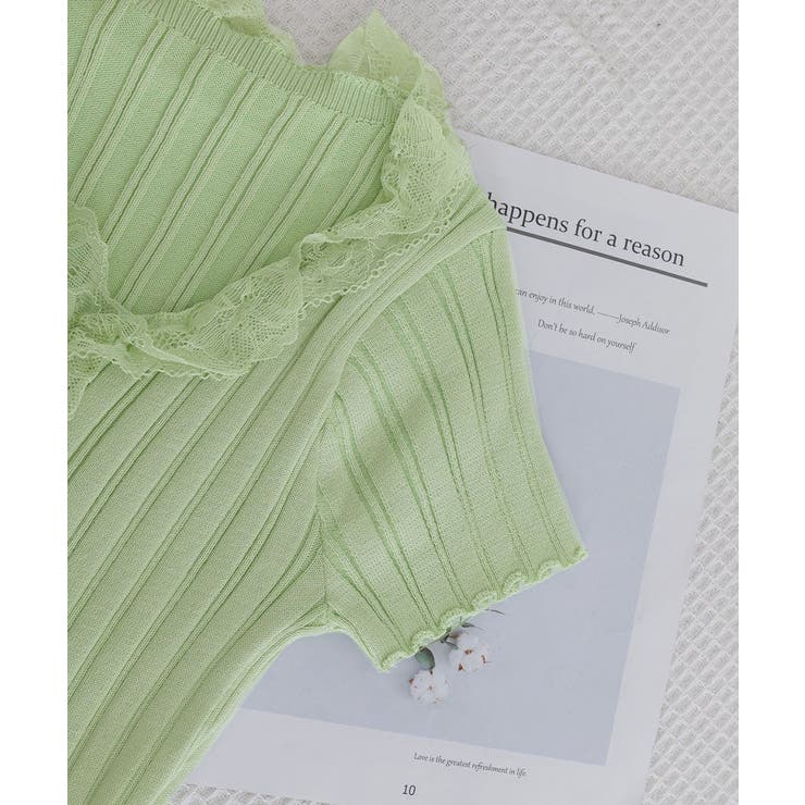 レースフリルニットトップスショート丈夏服 | Miniministore | 詳細画像28 