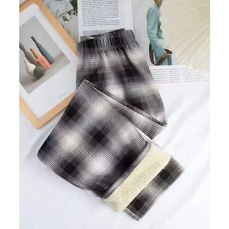 裏起毛チェック柄パンツ 裏ボアパンツ防寒 | Miniministore | 詳細画像18 