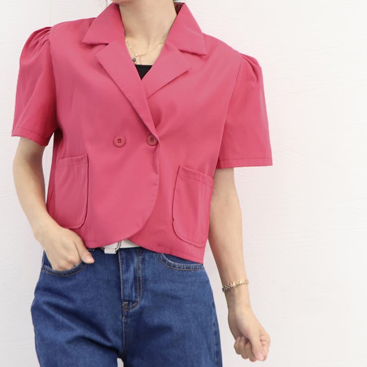 クロップド丈 半袖ジャケット  レディース[品番：II000010690]｜Miniministore（ミニミニストア）のレディースファッション通販｜SHOPLIST（ショップリスト）