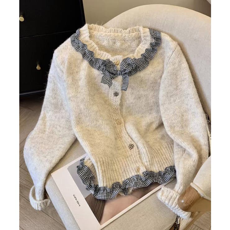 フリルカラーニットリボンカーディガン甘め | Miniministore | 詳細画像11 