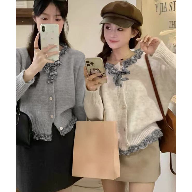 フリルカラーニットリボンカーディガン甘め | Miniministore | 詳細画像5 