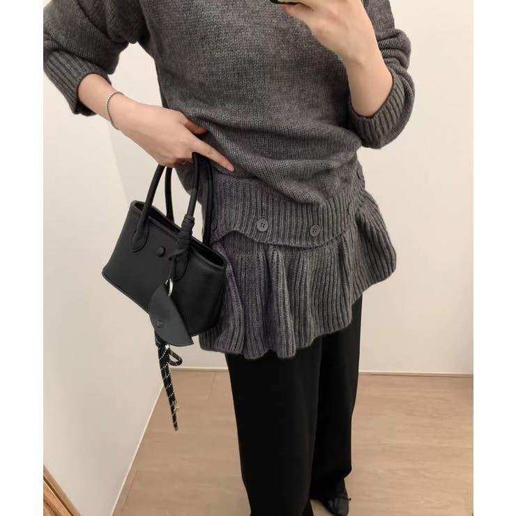 ニットトップス韓国風ペプラムニット春秋冬 | Miniministore | 詳細画像12 