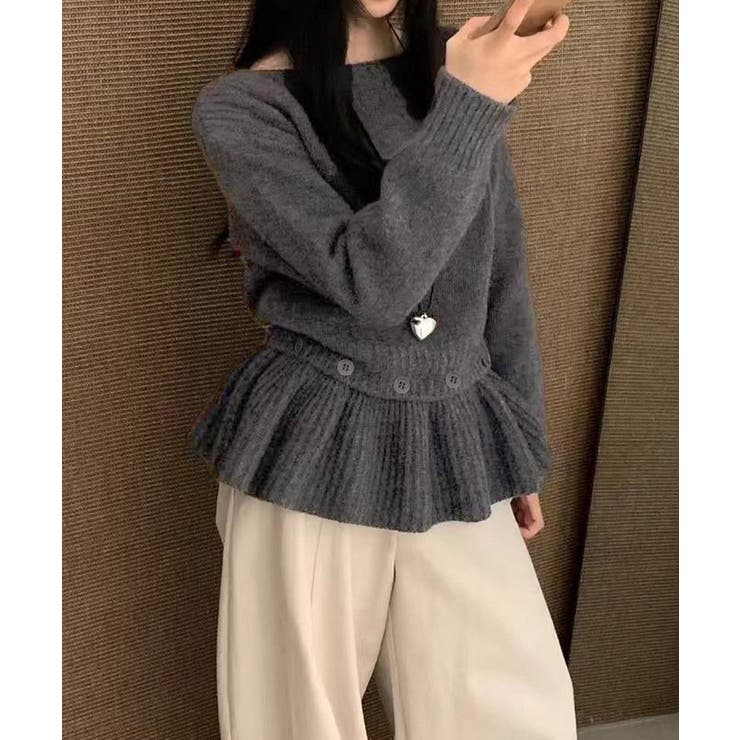 ニットトップス韓国風ペプラムニット春秋冬 | Miniministore | 詳細画像9 