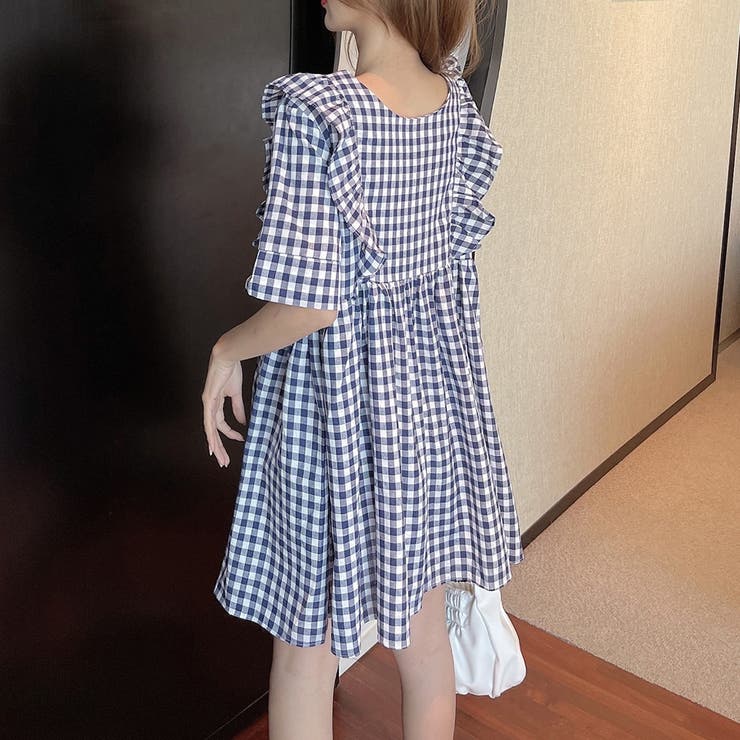 ワンピース ギンガムチェック 前後2way[品番：II000006940