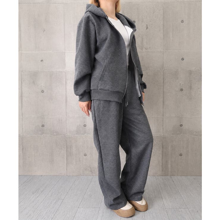 レディース上下2点セット韓国風ラメジップパーカースウェットパンツセットアップリラ… | SUNSHINE CLOSET | 詳細画像12 