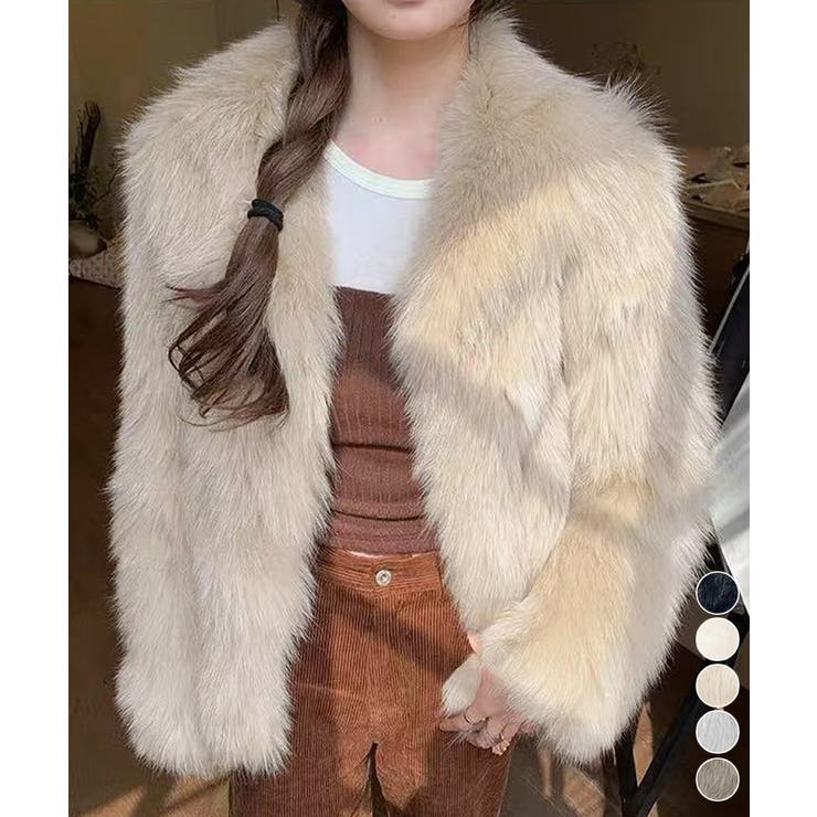 MINIMINISTORE ふわふわフェイクファージャケットビッグ襟 レディース ボリュームファー 中綿ジャケット 厚手暖かい モコモコブルゾン 秋冬ファーコート 6XJ-001 ふわふわフェイクファージャケットビッグ襟[品番：II000013412