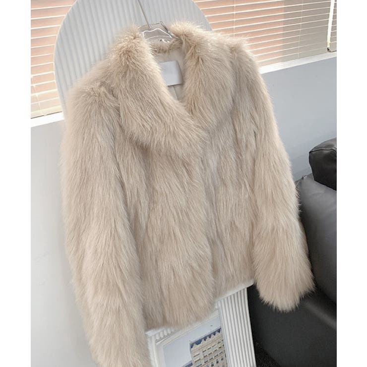 ふわふわフェイクファージャケットビッグ襟[品番：II000013412