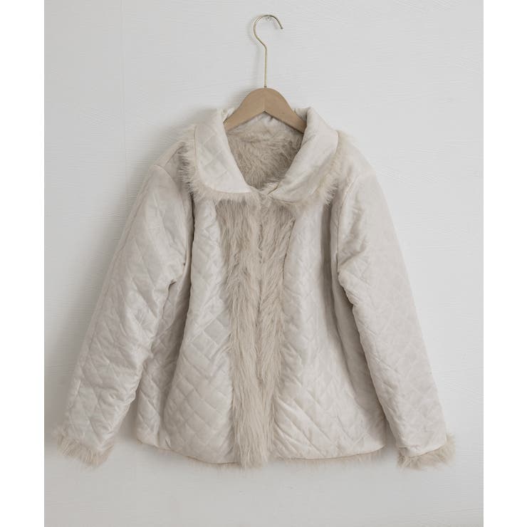 ふわふわフェイクファージャケットビッグ襟[品番：II000013412