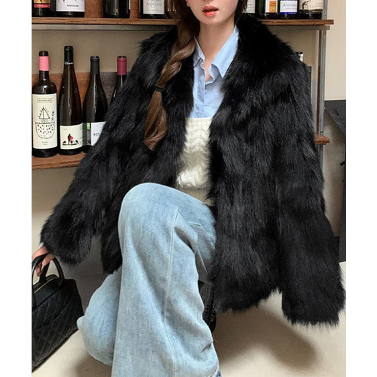 ふわふわフェイクファージャケットビッグ襟 | Miniministore | 詳細画像8 