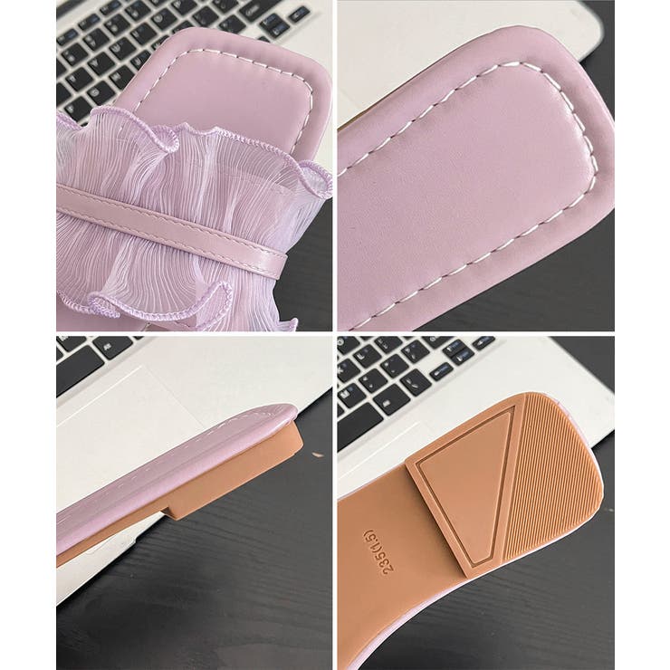 シアーフリルフラットサンダルスクエアトゥ | Miniministore | 詳細画像22 