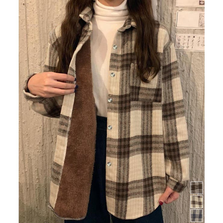 裏起毛チェックシャツジャケット ゆったり | Miniministore | 詳細画像1 