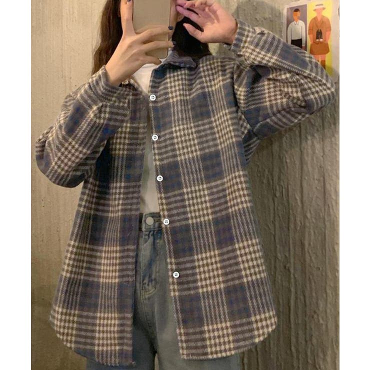 裏起毛チェックシャツジャケット ゆったり | Miniministore | 詳細画像7 