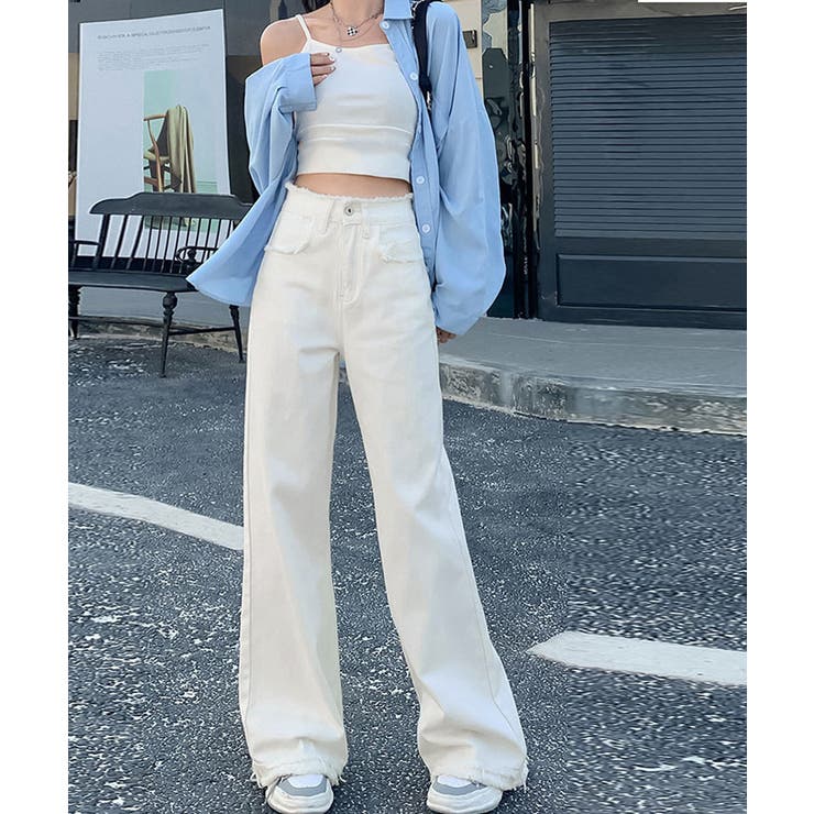 フリンジ デニムパンツ ハイウエスト美脚 | Miniministore | 詳細画像13 