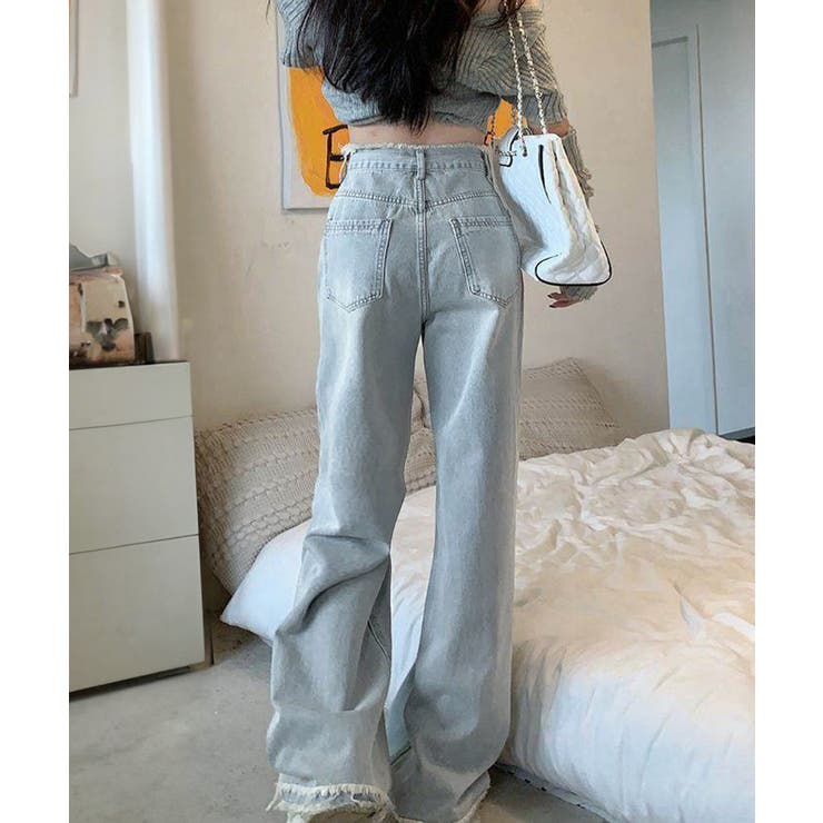 フリンジ デニムパンツ ハイウエスト美脚 | Miniministore | 詳細画像4 