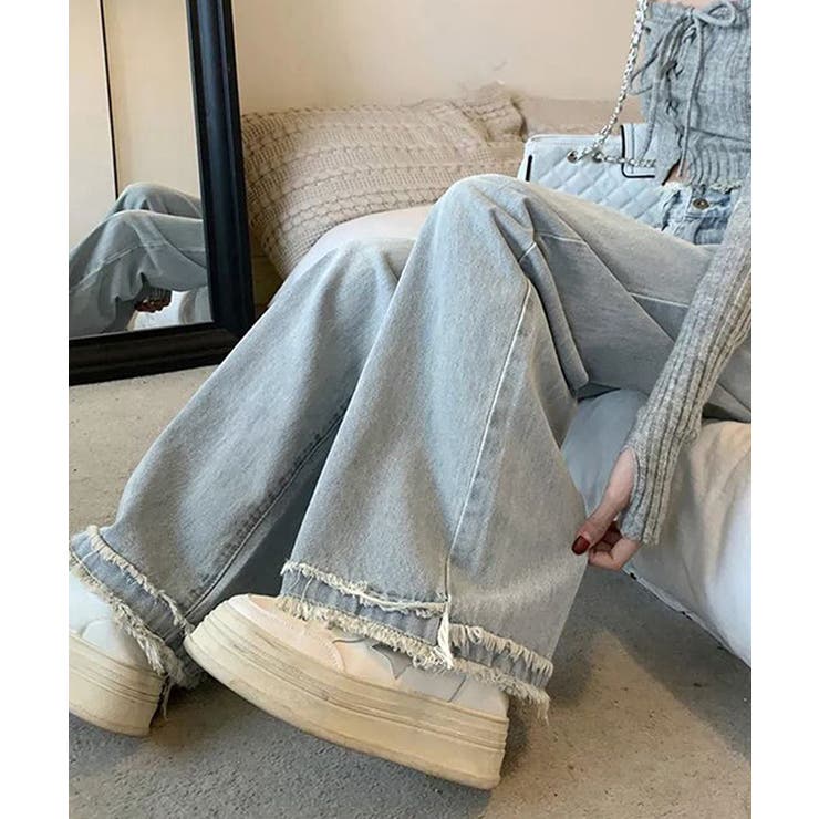 フリンジ デニムパンツ ハイウエスト美脚 | Miniministore | 詳細画像5 