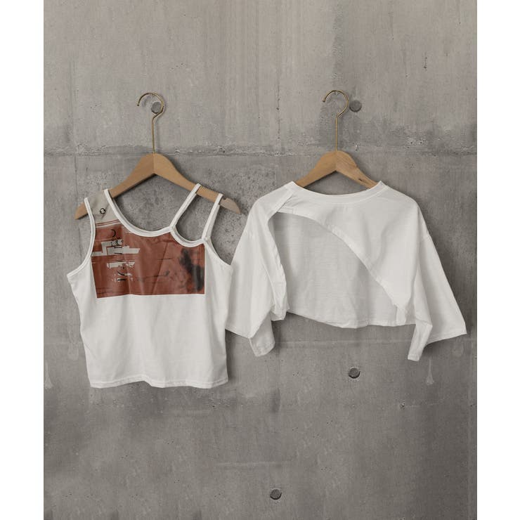 レイヤードタンク付きTシャツカットアウト | Miniministore | 詳細画像18 