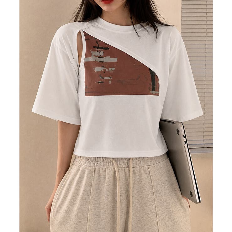 レイヤードタンク付きTシャツカットアウト | Miniministore | 詳細画像7 