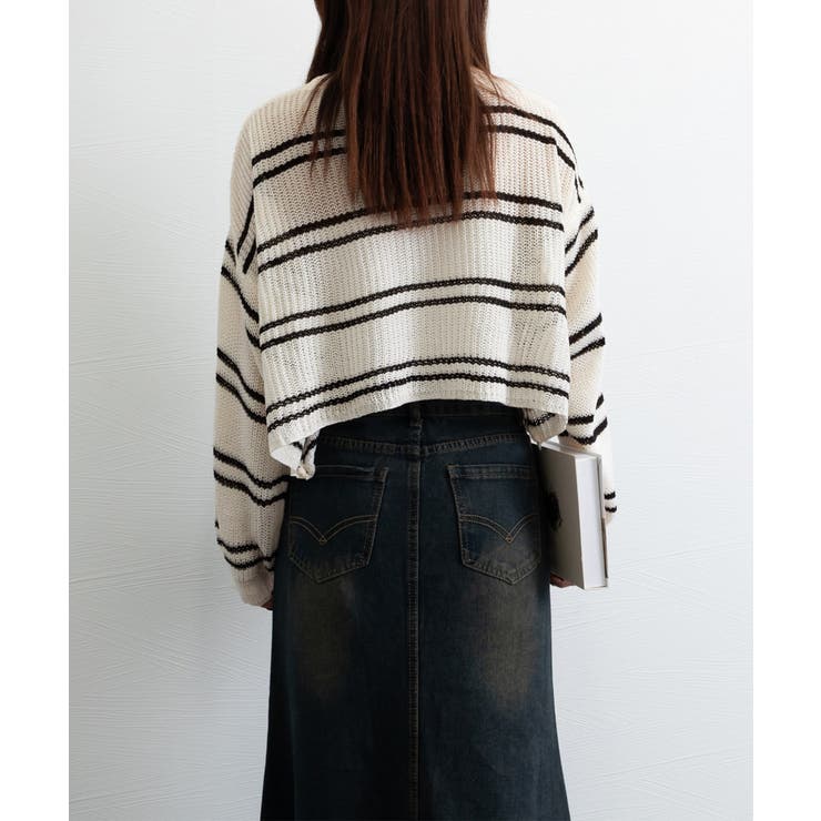 透かし編み ニットトップス ボーダー夏服 | Miniministore | 詳細画像16 