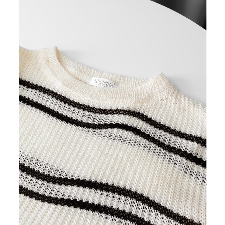 透かし編み ニットトップス ボーダー夏服 | Miniministore | 詳細画像20 