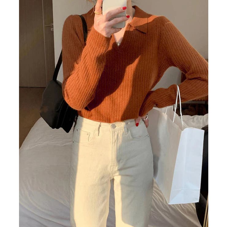 スキッパーニット韓国風リブニットトップス | Miniministore | 詳細画像11 