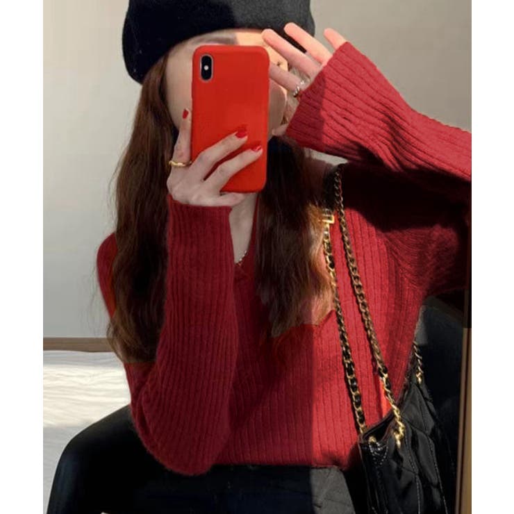 スキッパーニット韓国風リブニットトップス | Miniministore | 詳細画像18 