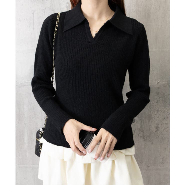 スキッパーニット韓国風リブニットトップス | Miniministore | 詳細画像19 