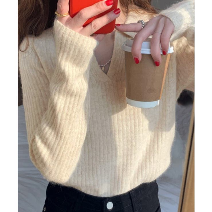 スキッパーニット韓国風リブニットトップス | Miniministore | 詳細画像4 