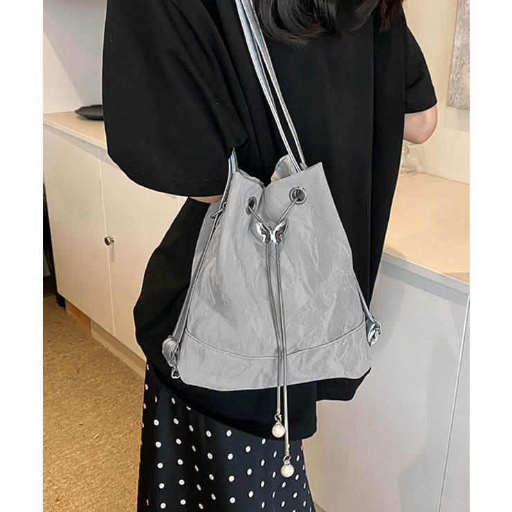 シルバー | ショルダーバッグ バケツ型鞄 巾着バッグ | SUNSHINE CLOSET