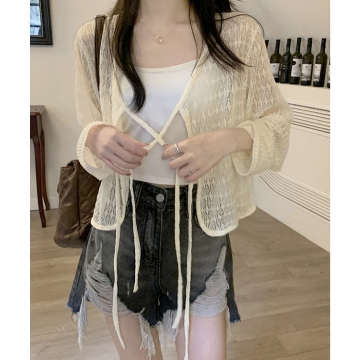 アイボリー | ショート丈トップス レディース フロントリボン | SUNSHINE CLOSET