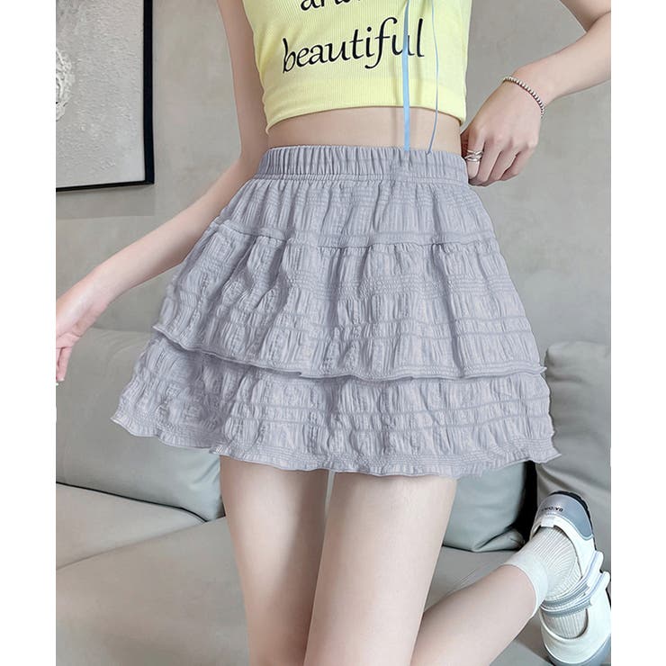 グレー | ティアードスカート インナーパンツ付き フリルスカート | SUNSHINE CLOSET